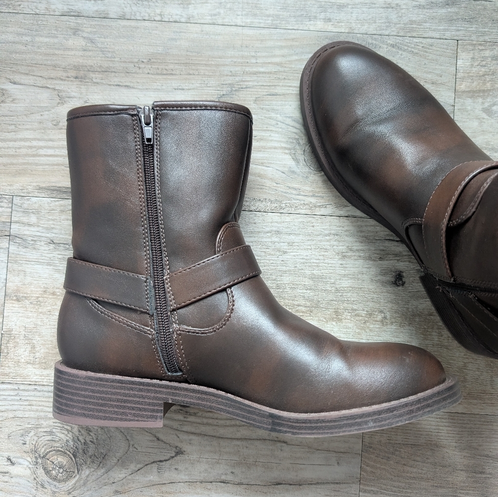 DV by Dolce Vita Brown Leather Harness Moto Boots - Picture 6 of 10
